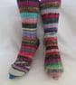 Hand-cranked Frankensox Knitted Ribbed Wool Socks Size 8 to 9