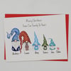 Pack of 5 Personalised Gnome Family cards