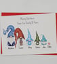 Pack of 5 Personalised Gnome Family cards