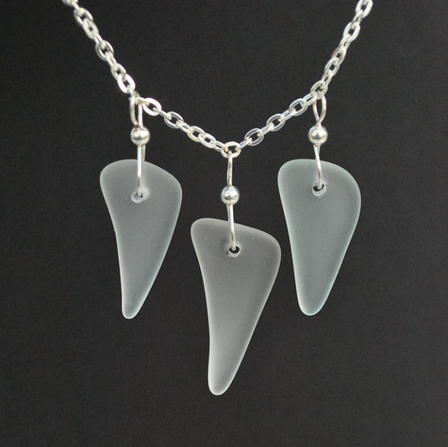 Beach glass icicle necklace