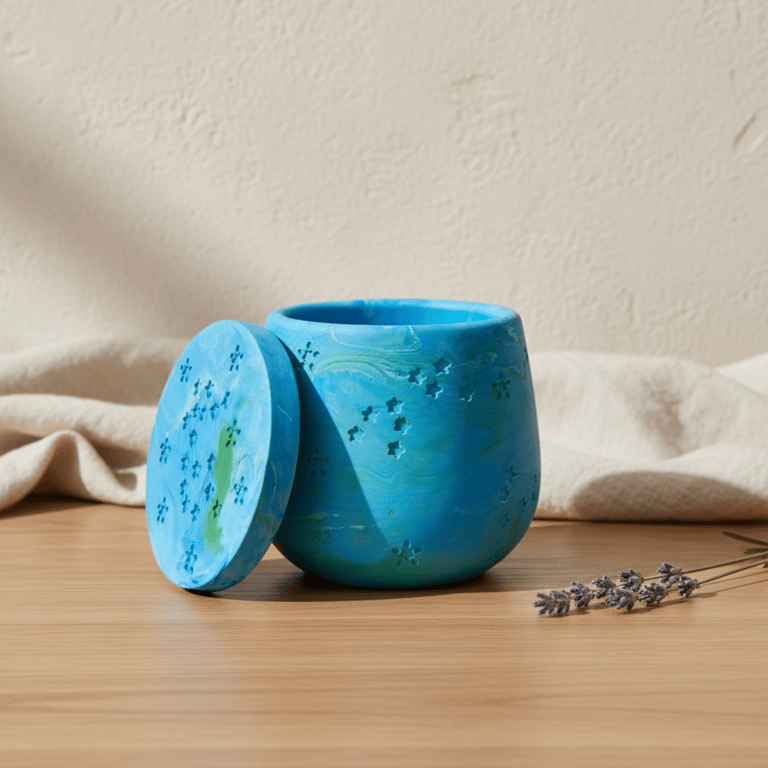 Seascape Star Adorned Jewellery Box - Green and Blue Trinket Pot