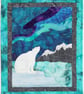 Northern Lights Polar Bear Pattern Art Quilt Wall Hanging  - Image 1