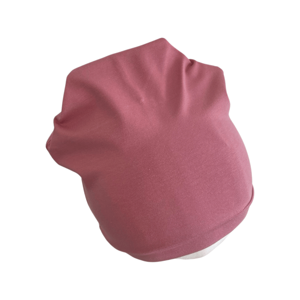 Dusky Pink Slouchy Cotton Jersey Autumn Beanie Hat Cap for Women