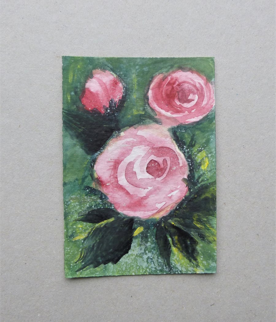 aceo miniature art watercolour painting ( ref F416.N2 )