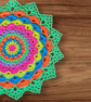 Large, bright crochet mandala doily table mat - Image 3