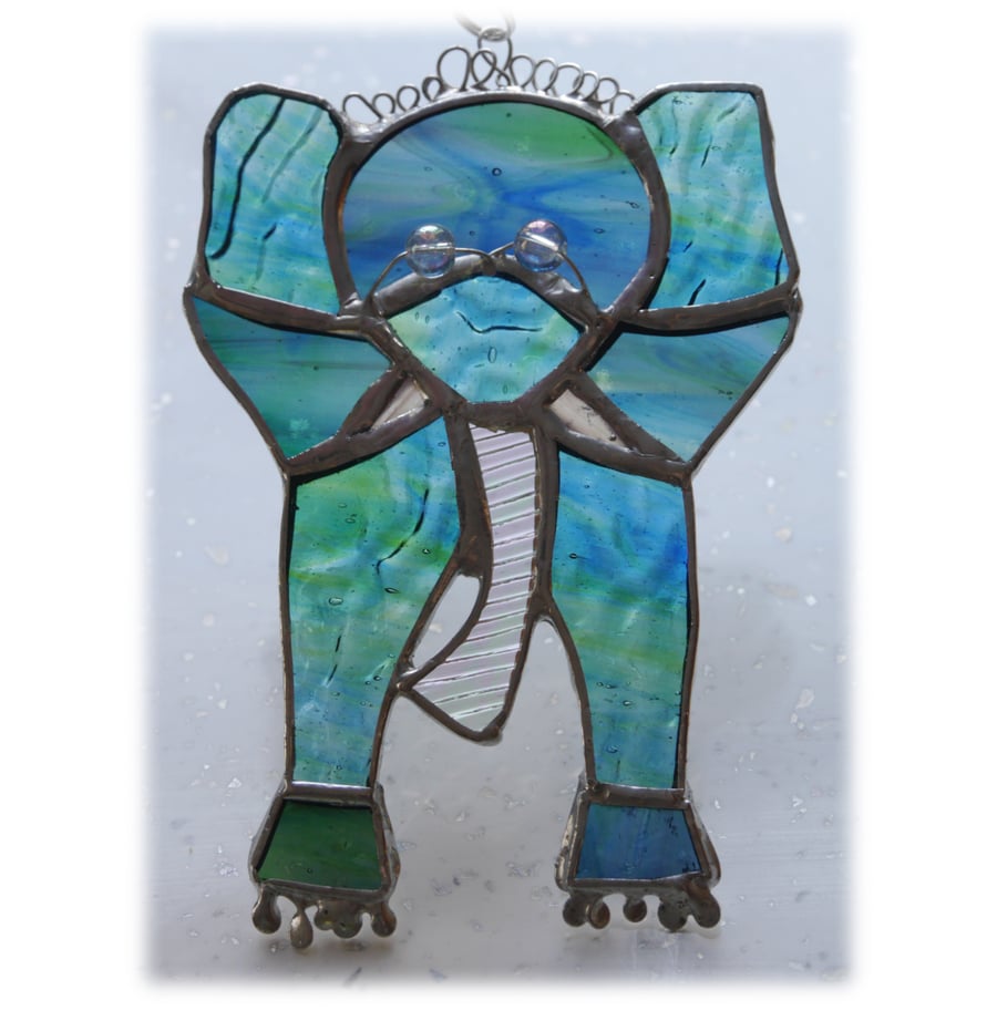 Elephant Stained Glass Suncatcher Handmade 025