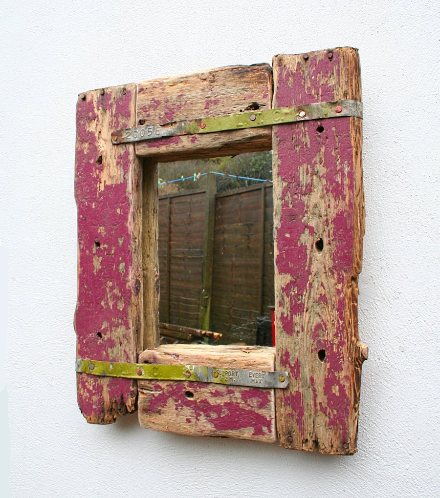  Driftwood Mirror,Factory Industrial Upcycled Natural Wood Mirror, Recycled Wood