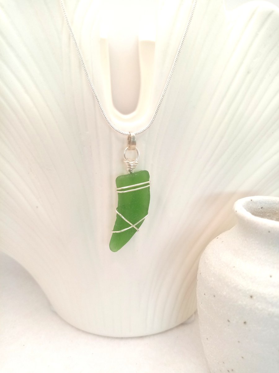 Wire Wrapped Sea Glass Necklace, Gifts for her, Sea Glass, Free Postage