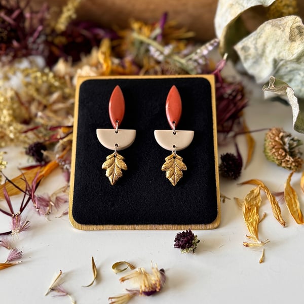 Elegant Ornate Neutral Autumn Drop Earrings