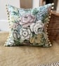 Vintage Sanderson Knowle floral cushion cover with pompom trim