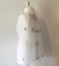 Gardenia - Floral White Wedding Veil With Embroidered Flowers  - Image 2
