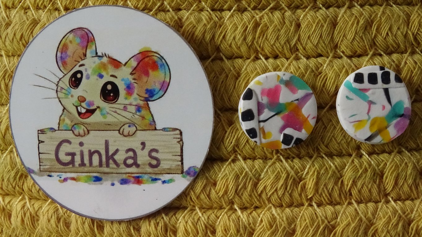 Graffiti Polymer Clay Stud Earrings – Handmade