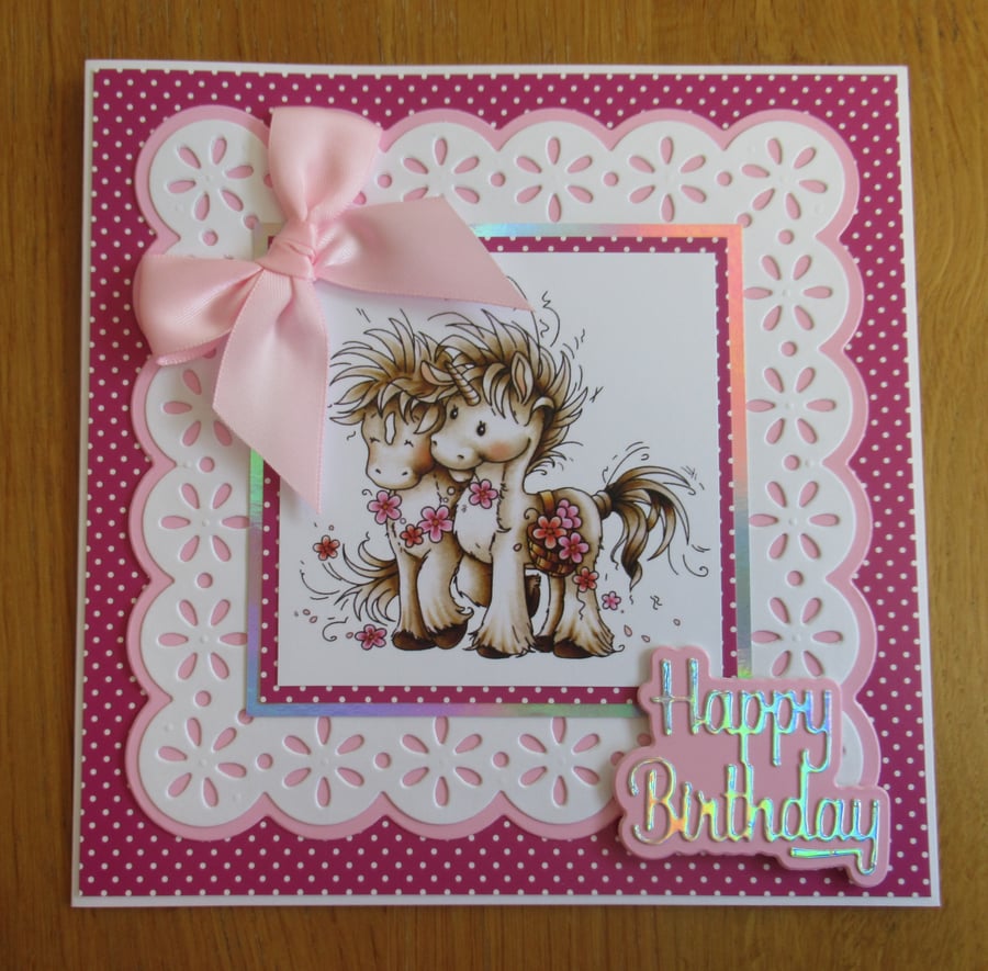Cute Unicorns - Birthday Card 17x17cm