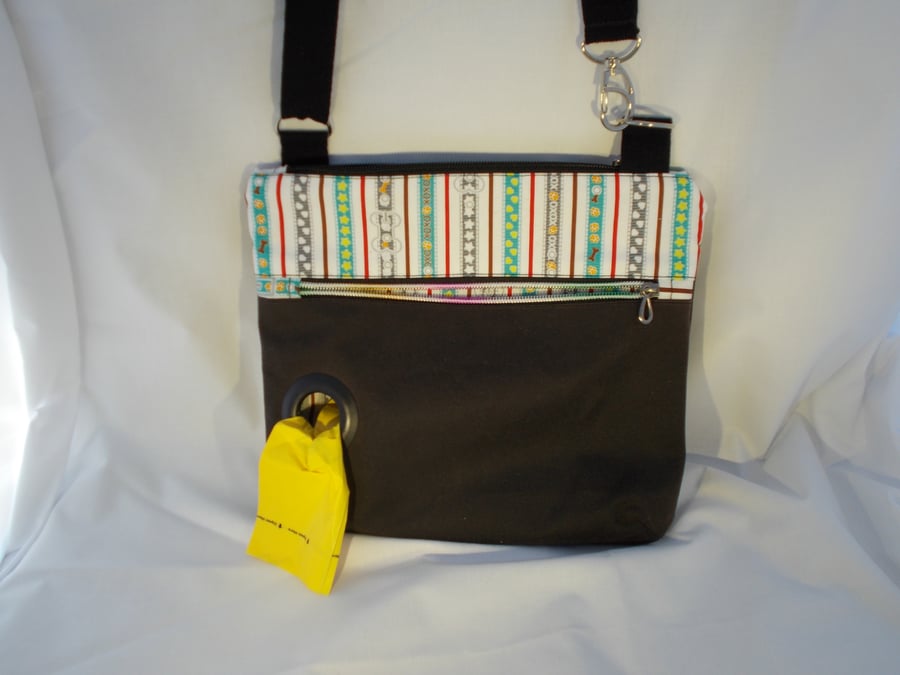 Wax Cotton Crossbody Dog Walking bag - Brown 1