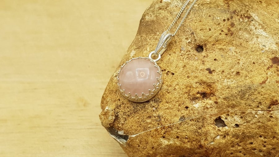 Rose Quartz pendant necklace. January Birthstone. 5th anniversary gemstone