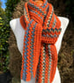 Hand Knitted Pumpkin Spice Textured Long Scarf Unisex Neck Warmer - Image 1