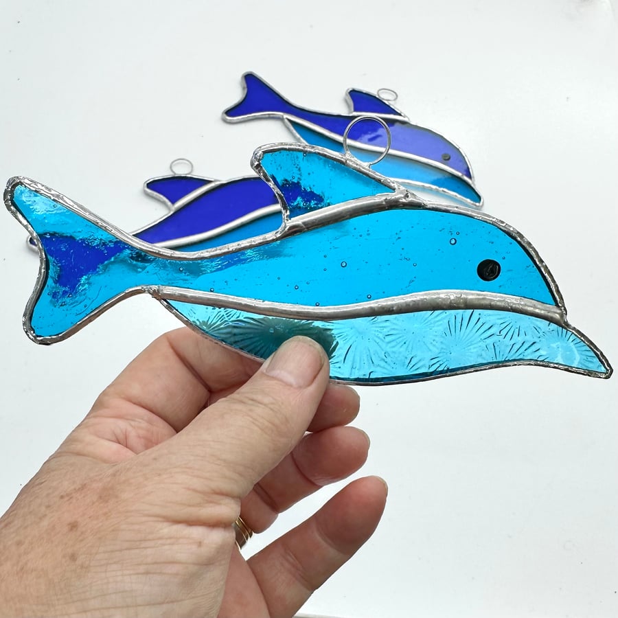 Stained Glass Dolphin Suncatcher - Hanging Window Decoration