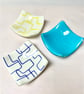 Patterned Cyan Blue and White Glass Trinket Dish - Image 5