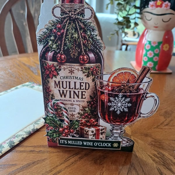 Christmas card Mulled wine o'clock
