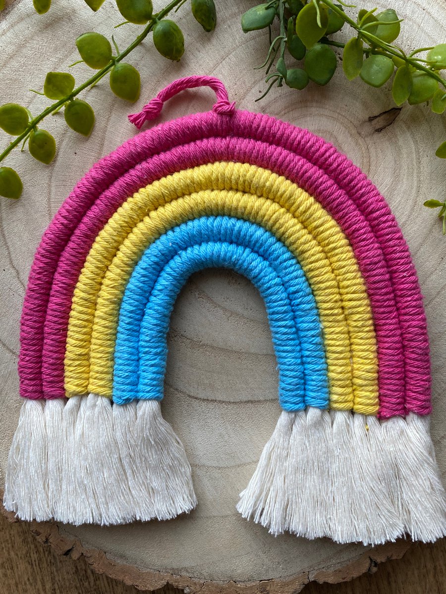 LGBT Pansexual flag macrame rainbow, Rainbow decor, Boho decor, Dorm decor