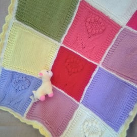 Floral Patchwork Baby Blanket in Chunky Yarn, Coming Home Blanket, Baby Gift