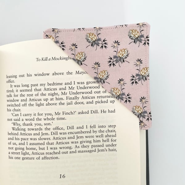 Pink & Silver Flower Corner Bookmark
