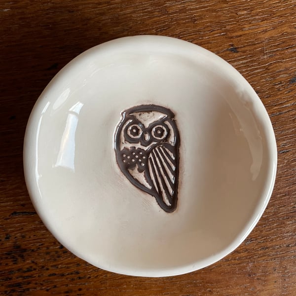 Ceramic owl trinket dish
