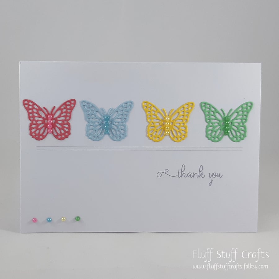 Handmade thank you card - butterflies