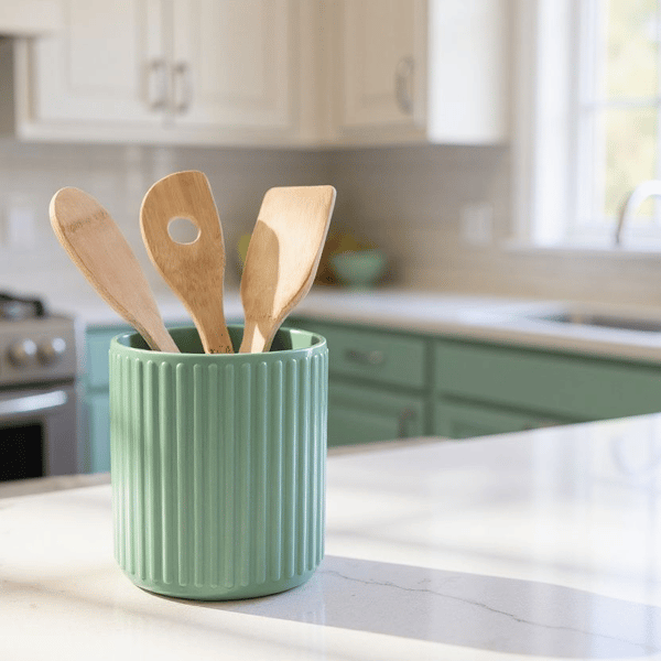 Modern Ribbed Utensil Holder - Kitchen Counter Organiser