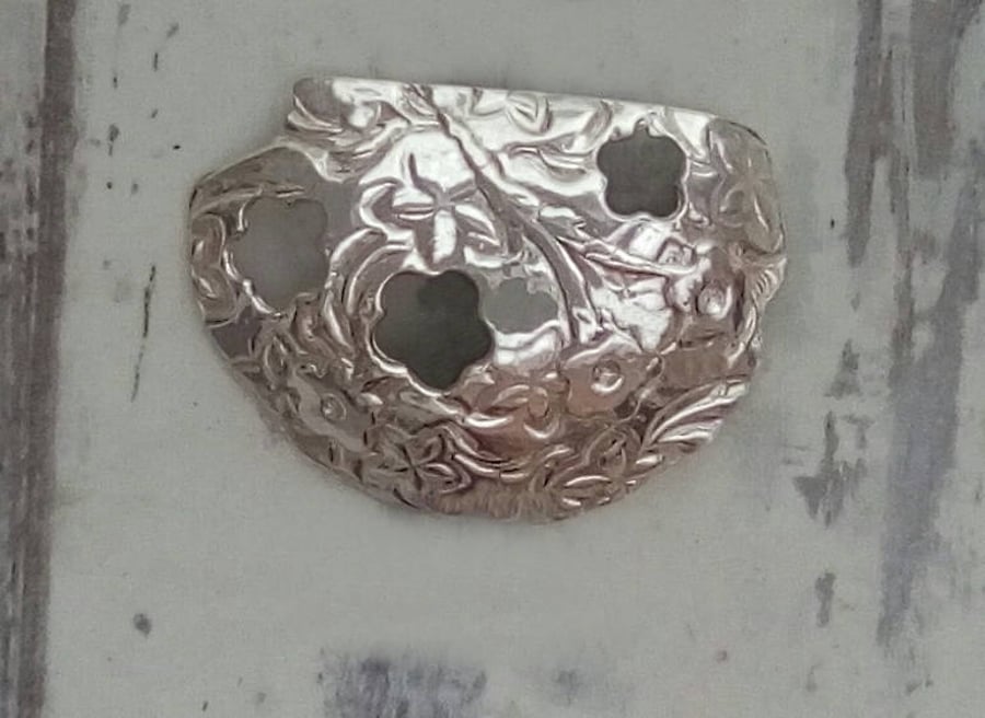 Floral Domed Silver Pendant
