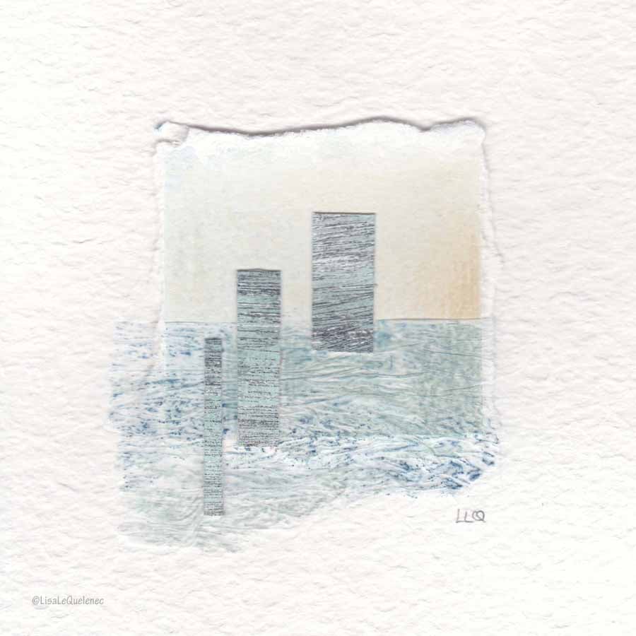 Coastal inspired original abstract minimalist paper collage no.28