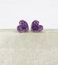 Purple glitter small heart studs, Hypoallergenic titanium posts - Image 5