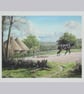 COUNTRYSIDE Art Print- Heavy Horse in Vintage Farming Scene- Rural Gift- 10"x8"