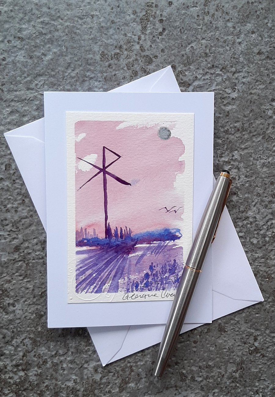 Love. Wicca Sigil, Symbol. Handpainted Card