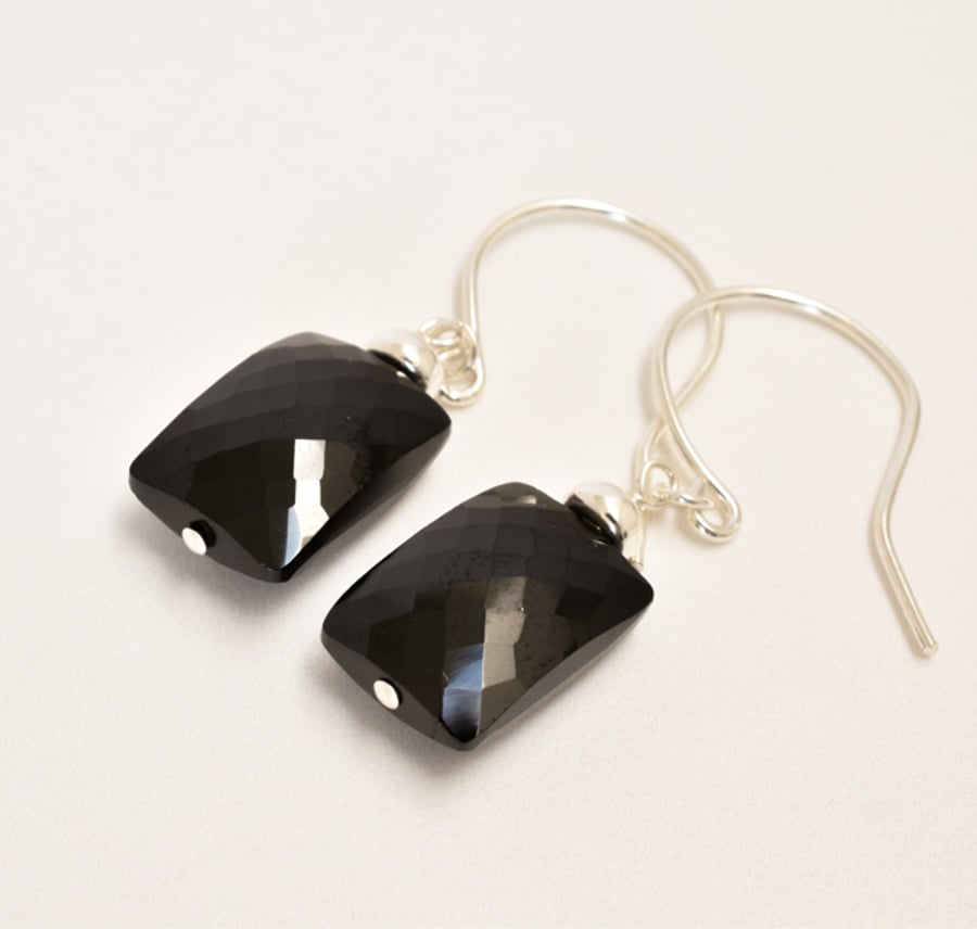 Black Spinel and Sterling Silver Earrings
