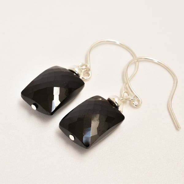 Black Spinel and Sterling Silver Earrings