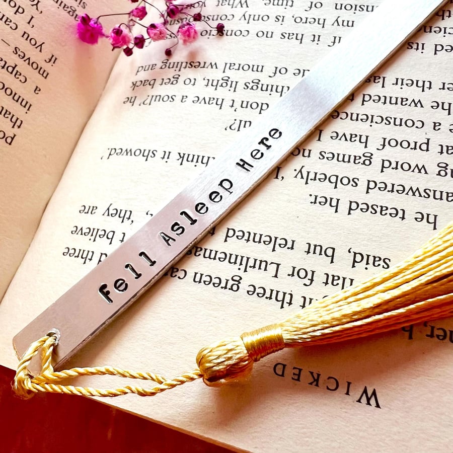 Personalised 'Fell Asleep Here' Bookmark