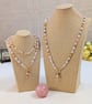 Rose Quartz & Pink Zebra Jasper Necklace with pendant - Image 2