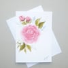 hand painted original art roses blank greetings card ( ref FA 90 C2 )
