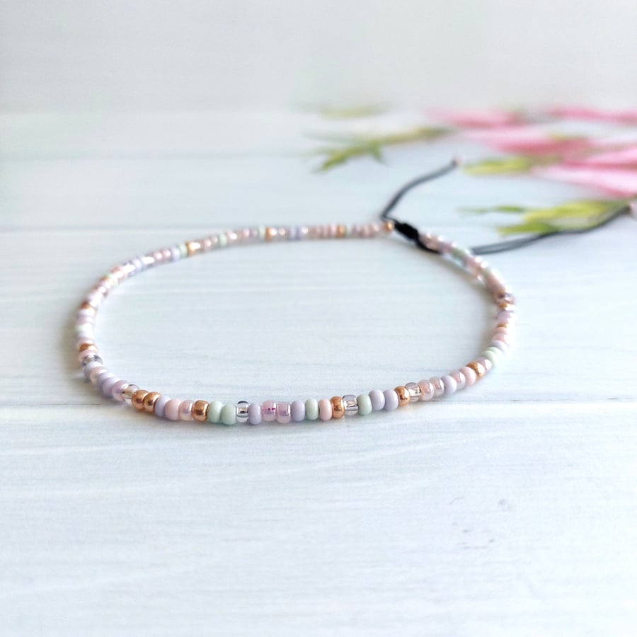 Pastel Tones Seed Bead Anklet