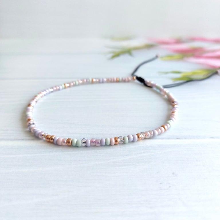 Pastel Tones Seed Bead Anklet