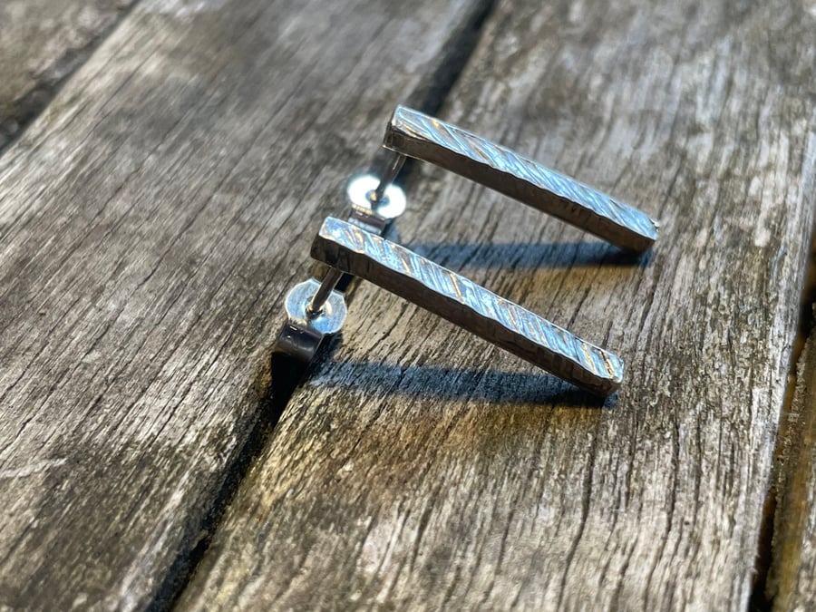 Sterling silver hammered textured earrings