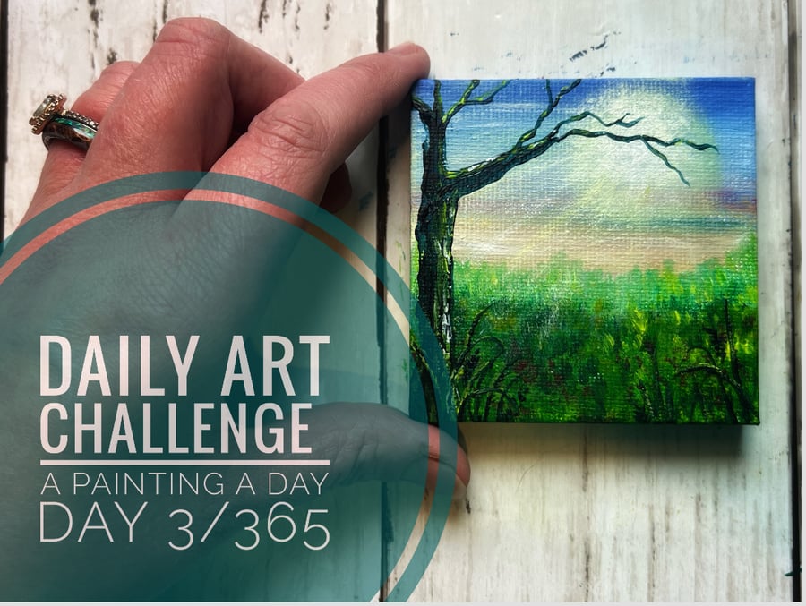 Mini Acrylic painting on canvas, Daily Art Challenge, A Painting a Day 3-365 