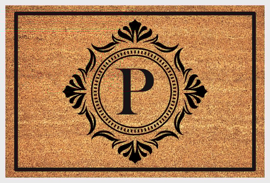 P Letter Door Mat - Monogram Letter P Welcome Mat - 3 Sizes
