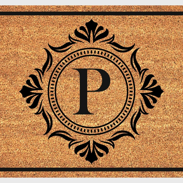 P Letter Door Mat - Monogram Letter P Welcome Mat - 3 Sizes