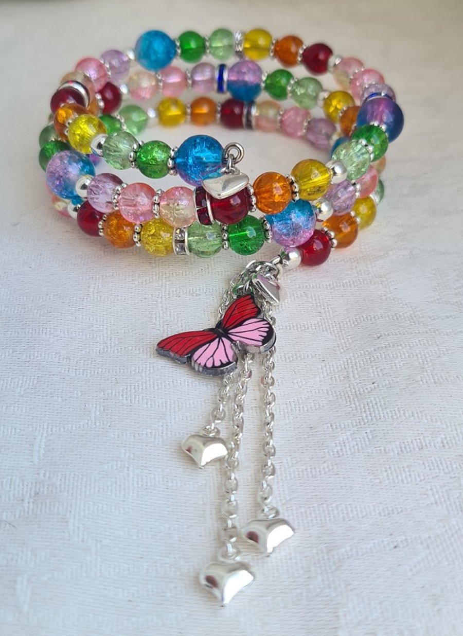 Gorgeous Over The Rainbow Memory Wire Bracelet.