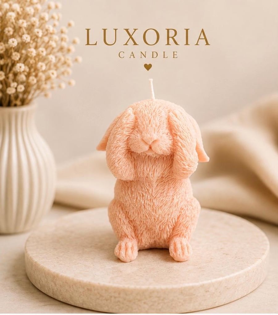 Bunny Candle Handmade Rabbit Candle Easter Decor Cute Animal Candle Nursery Deco