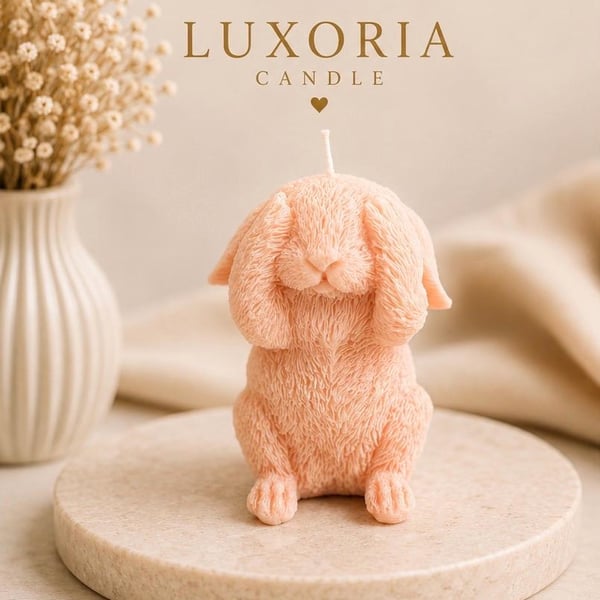 Bunny Candle Handmade Rabbit Candle Easter Decor Cute Animal Candle Nursery Deco