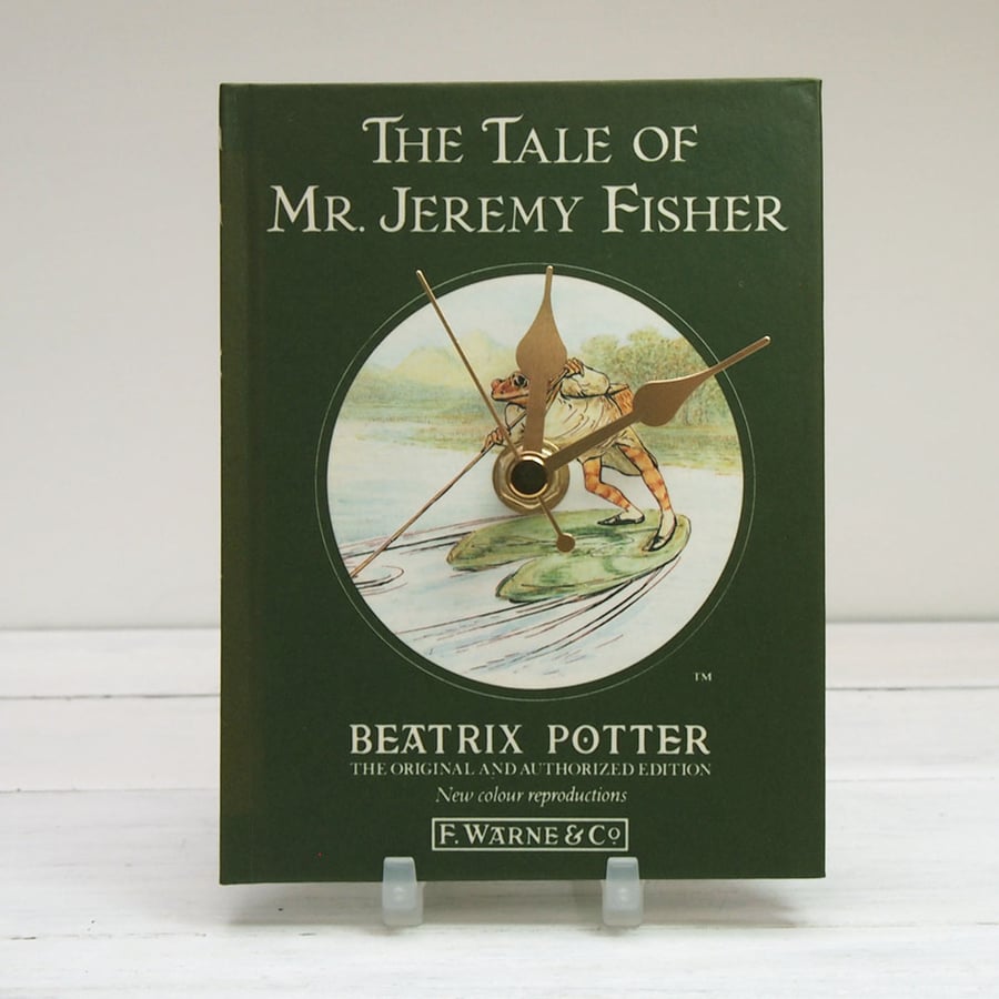 The Tale of Mr. Jeremy Fisher by Beatrix Potter book clock.  