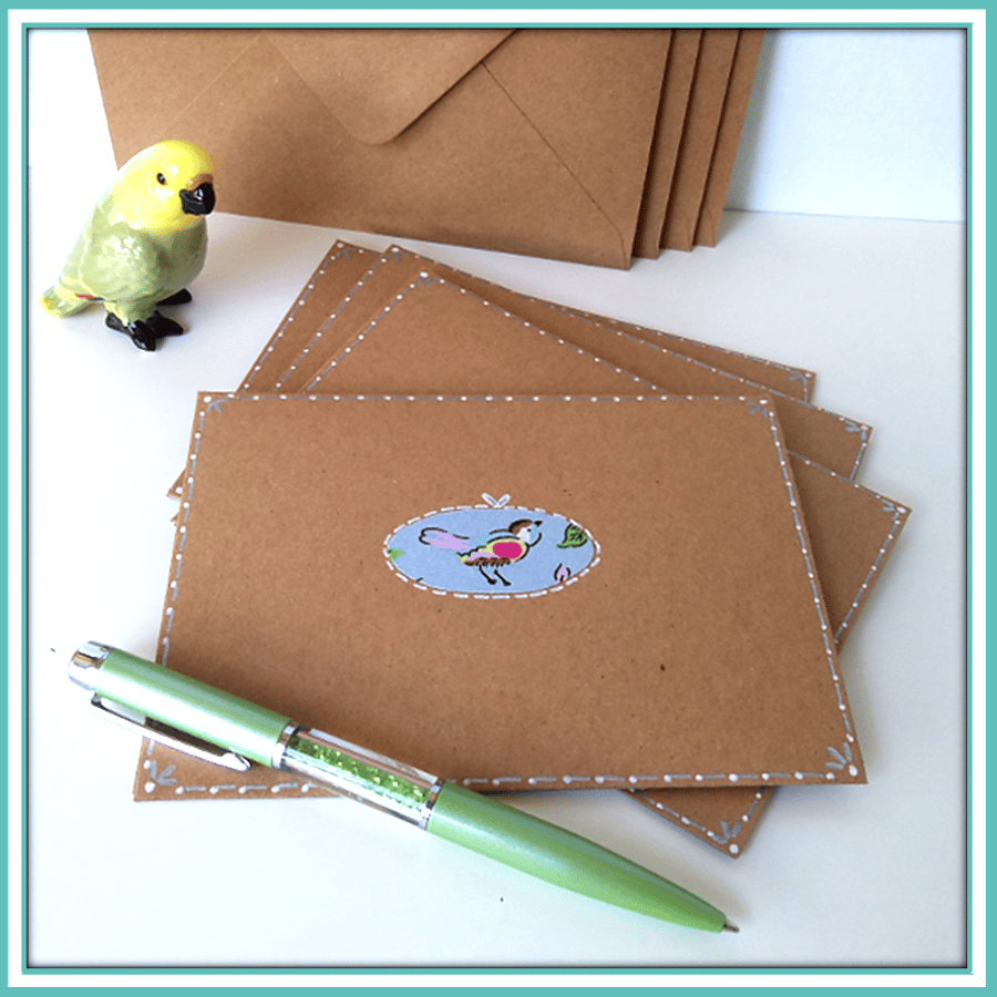 Pretty bird notelets – pack of 4 blank cards